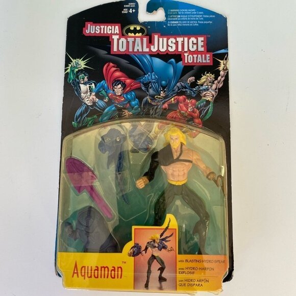 KENNER 1996 Batman Total Justice 5” Action Figure - Aquaman Blasting Hydro Spear - Picture 1 of 7